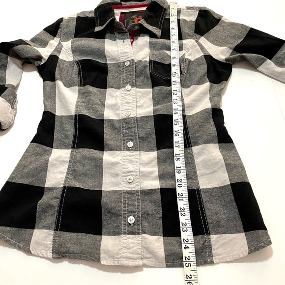 Black White Long Sleeve Button-down Plaid Cotton Flannel Shirt Medium Grunge - Picture 13 of 15